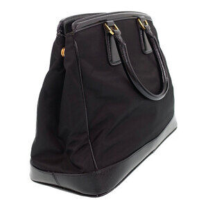 Prada Nylon Black Leather tote shopping Saffiano bag Tessuto